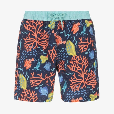 Shop Soli Swim Boys Blue Coral Swim Shorts (upf50+)