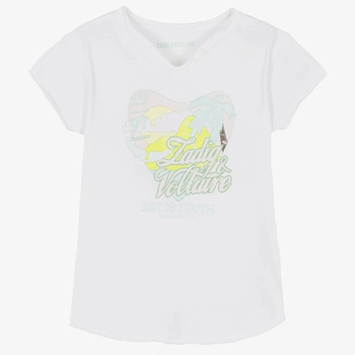 Shop Zadig & Voltaire Girls White Cotton Logo T-shirt