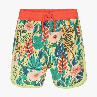 Shop Soli Swim Boys Green Tropical Swim Shorts (upf50+)