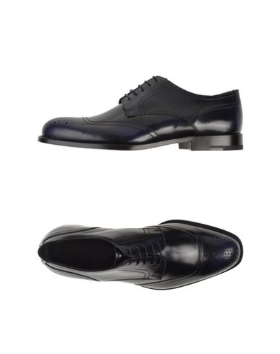 Giorgio Armani Laced Shoes In Dark Blue