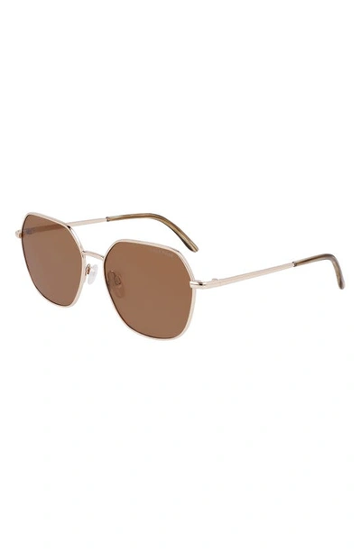 Cole Haan 58mm Full Rim Metal Square Polarized Sunglasses In Gold