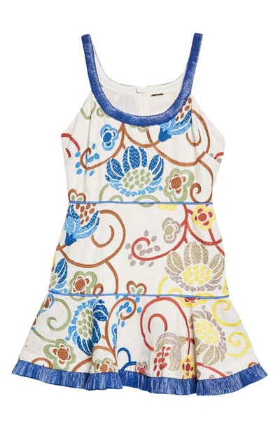 Shop Alexis Ricci Embroidered Linen Dress In Tuscan Garden