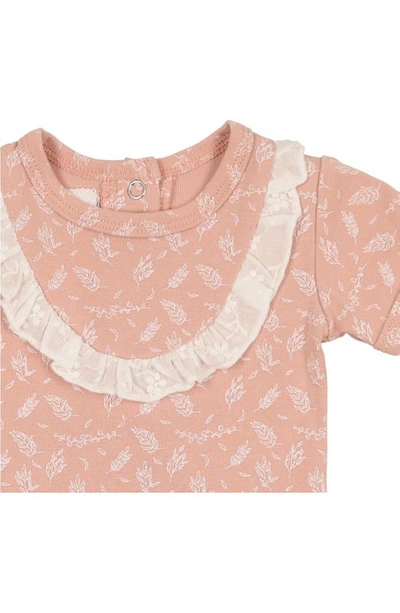 Shop Maniere Leaves & Branches Print T-shirt & Shorts Set In Pale Pink