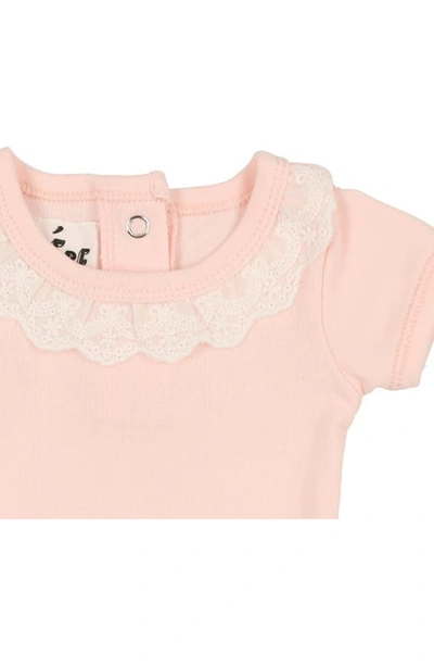 Maniere Eyelet Collar T-shirt & Shorts Set In Pale Peach