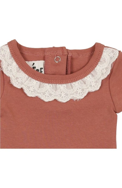 Maniere Eyelet Collar T-shirt & Shorts Set In Rust