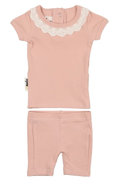 Maniere Manière Eyelet Collar T-shirt & Shorts Set In Mauve