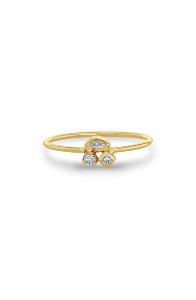 Shop Zoë Chicco Diamond Cluster Ring In 14k Yellow Gold