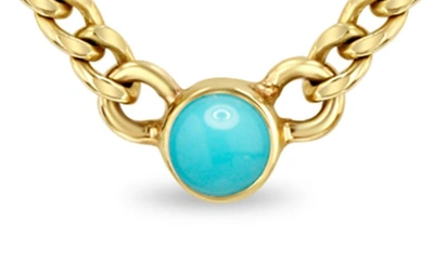 Shop Zoë Chicco Turquoise Pendant Necklace In 14k Yellow Gold