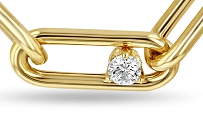 Zoë Chicco 14k Yellow Gold Prong Diamonds Diamond Solitaire Paperclip Link Statement Necklace, 16-18 In 14k Yellow Gold