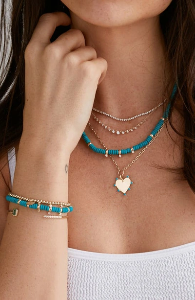 Zoë Chicco 14k Yellow Gold Gemstone Beads Turquoise & Diamond Collar Necklace, 16-18 In 14k Yellow Gold