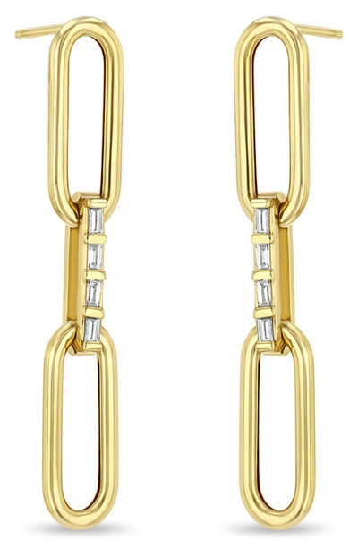 Zoë Chicco Women's Baguette Diamonds 14k Yellow Gold & 0.13 Tcw Diamond Large Paper Clip Chain Earrings In 14k Yellow Gold