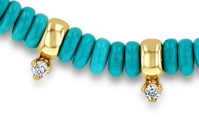 Shop Zoë Chicco Turquoise Beaded Necklace In 14k Yellow Gold