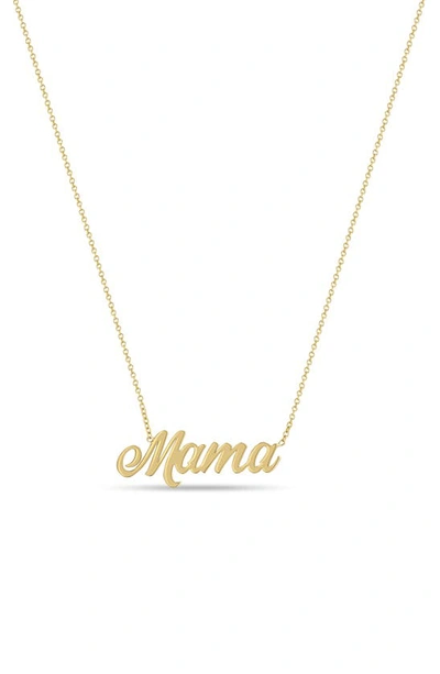 Shop Zoë Chicco Mama Script Pendant Necklace In 14k Yellow Gold