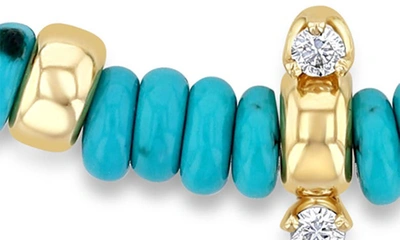 Shop Zoë Chicco Beaded Turquoise Bracelet In 14k Yellow Gold