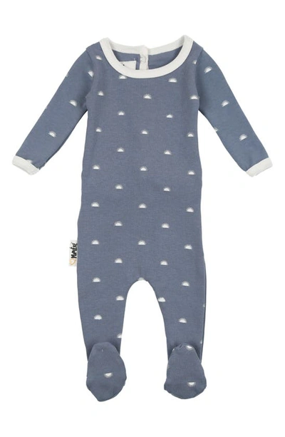 Maniere Sun Print Stretch Cotton Footie In Blue