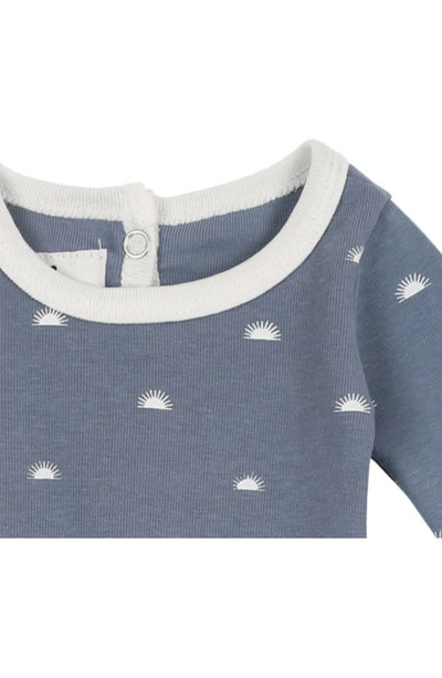 Maniere Sun Print Stretch Cotton Footie In Blue