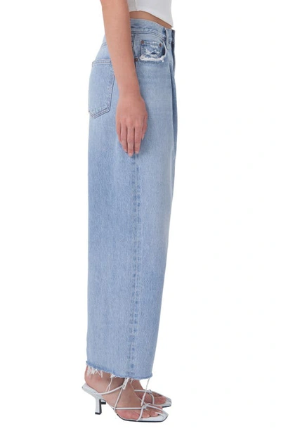 Shop Agolde Dagna Pleated Raw Hem Crop Baggy Organic Cotton Jeans In Peril