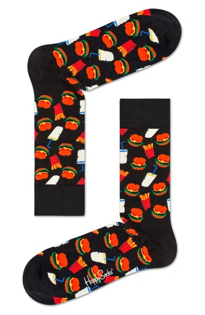 Shop Happy Socks Hamburger Socks In Black