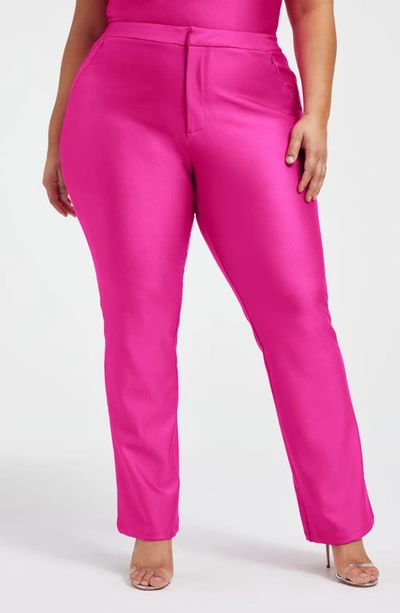 Shop Good American Boss Disco Bootcut Trousers In Fuchsia Pink001