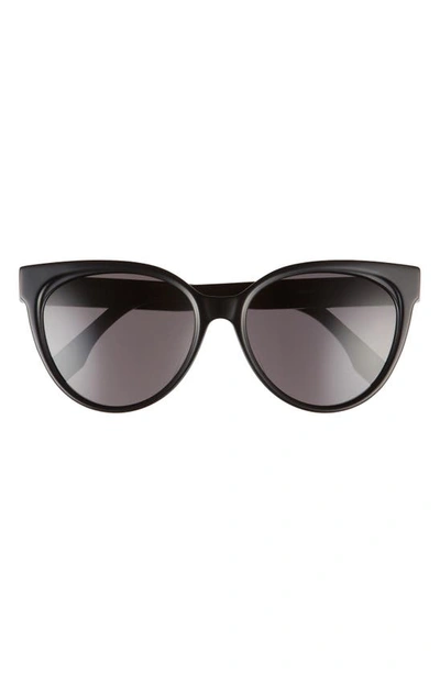 Shop Fendi The  Lettering 56mm Cat Eye Sunglasses In Shiny Black  / Smoke