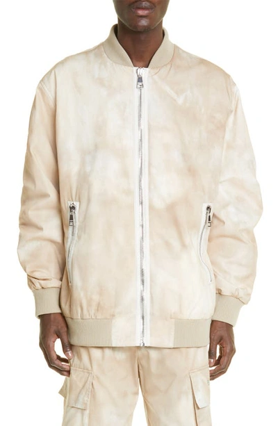 Shop Balmain Desert Cotton Bomber Jacket In Beige Multi