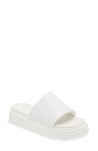 Shop Ganni Sporty Platform Slide Sandal In Egret