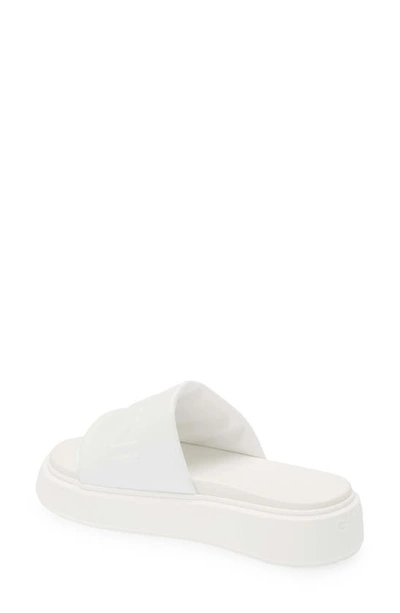 Shop Ganni Sporty Platform Slide Sandal In Egret