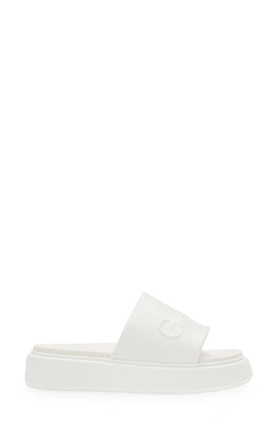 Ganni Sporty Platform Slide Sandal In Egret