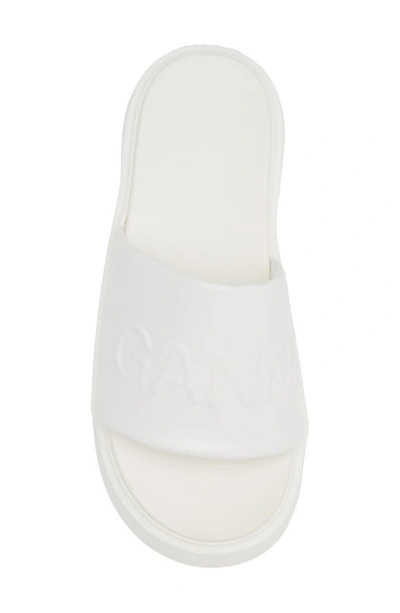 Ganni Sporty Platform Slide Sandal In Egret