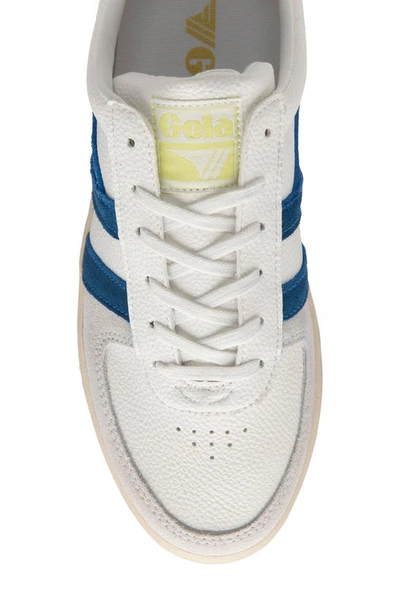 Shop Gola Classics Grandslam Trident Sneaker In White/ Marine Blue/ Limelight