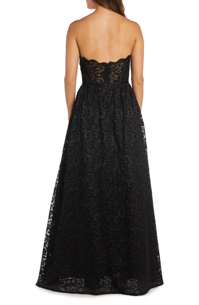 Shop Morgan & Co. Sweetheart Neck Lace Corset Ballgown In Black