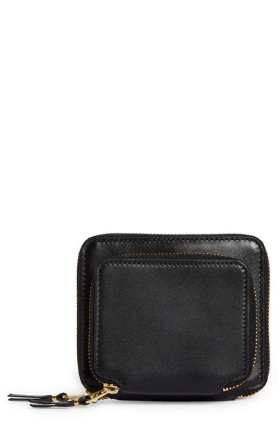 Shop Comme Des Garçons Outside Pocket Two-compartment Leather Wallet In Black