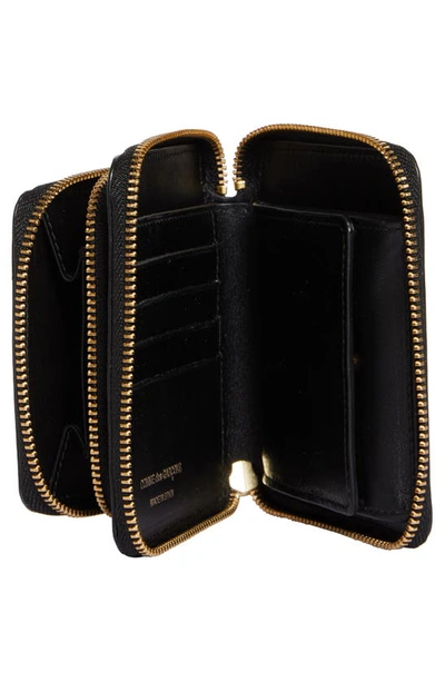 Comme Des Garçons Outside Pocket Two-compartment Leather Wallet In Black