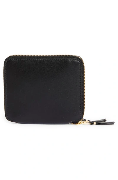 Comme Des Garçons Outside Pocket Two-compartment Leather Wallet In Black