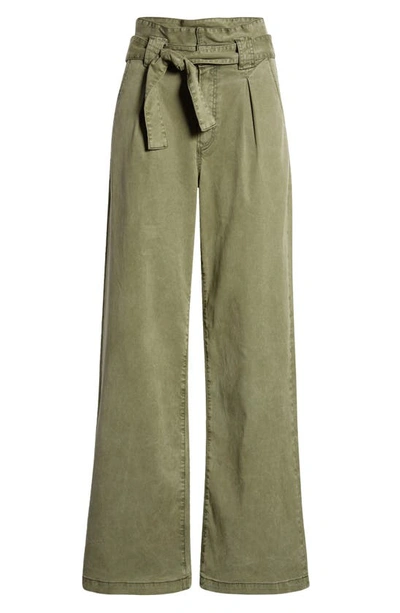 Shop Paige Harper Paperbag Waist Wide Leg Pants In Vintage Ivy Green
