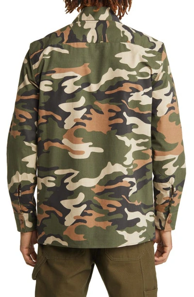 Shop Cat Wwr Camo Cotton Ripstop Snap-up Shirt In Camouflage