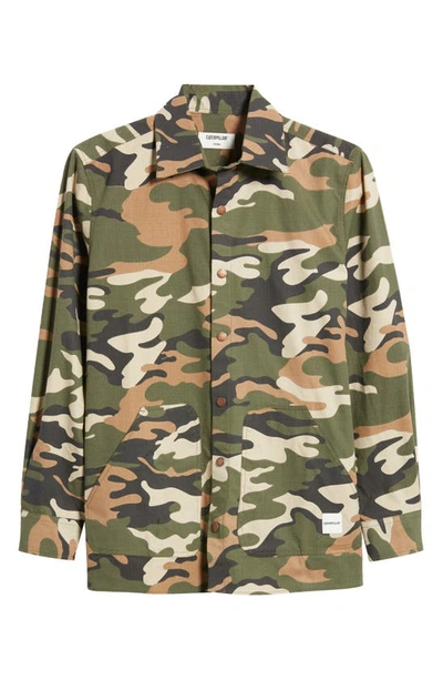 Shop Cat Wwr Camo Cotton Ripstop Snap-up Shirt In Camouflage