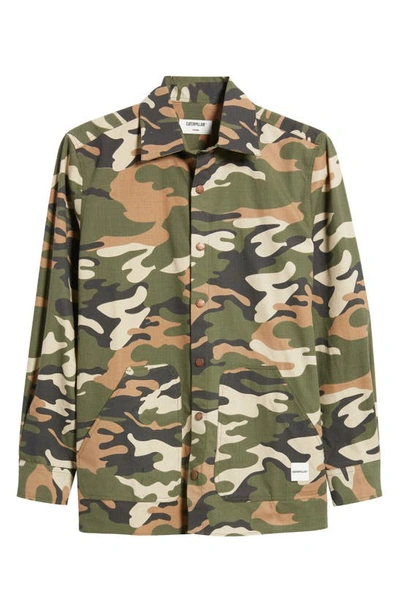 Cat Wwr Camo Cotton Ripstop Snap-up Shirt In Camouflage