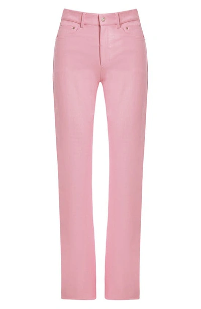 Shop Naked Wardrobe Straight Croc Faux Leather Straight Leg Pants In Baby Pink