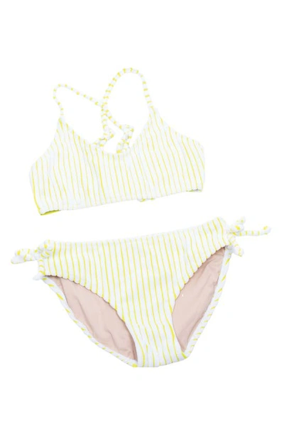 Shop Shade Critters Kids' Stripe Terry Cloth Two-piece Swimsuit In Yellow