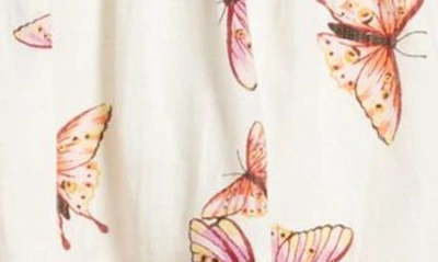 Shop Banjanan Victoria Ruffle Ruched Linen Dress In Kaleidoscope Butterfly Multi