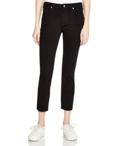 7 For All Mankind Kimmie Cropped Straight-leg Jeans, B(air) Black In Black