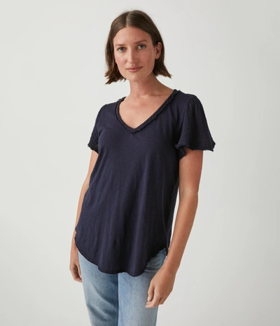 Shop Michael Stars Tate Mixed Fabric Tee In Admiral