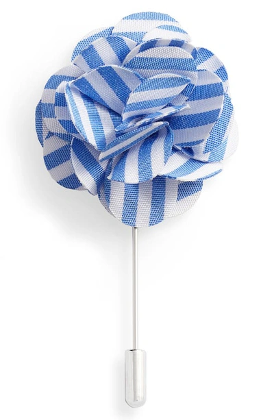 Shop Nordstrom Floral Lapel Pin In Blue Stripe