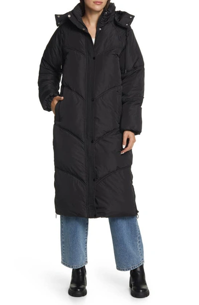 Shop Topshop Longline Puffer Coat In Black