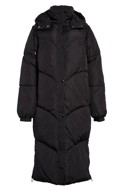 Shop Topshop Longline Puffer Coat In Black