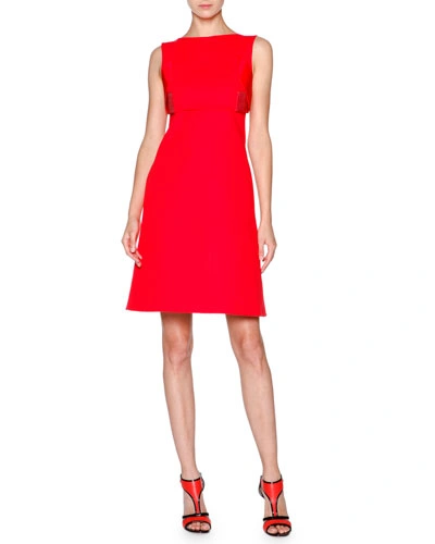 Giorgio Armani Sleeveless Cotton Overlay Dress, Coral Red In Scarlet