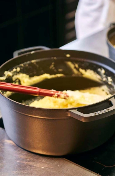 Staub 13.25-quart Cast Iron Round Cocotte In Matte Black