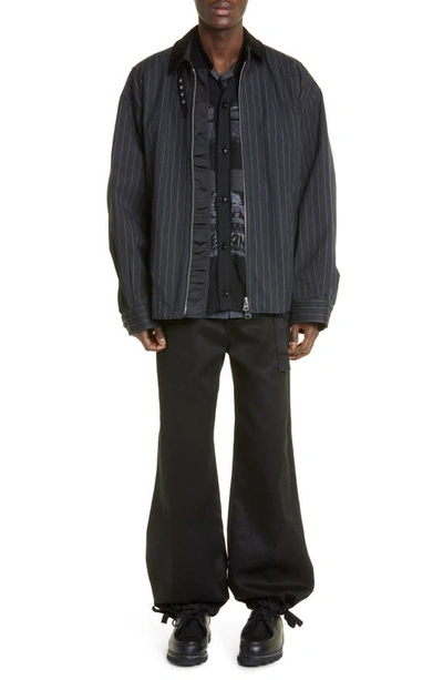 Shop Sacai Belted Cotton Chino Pants In Black