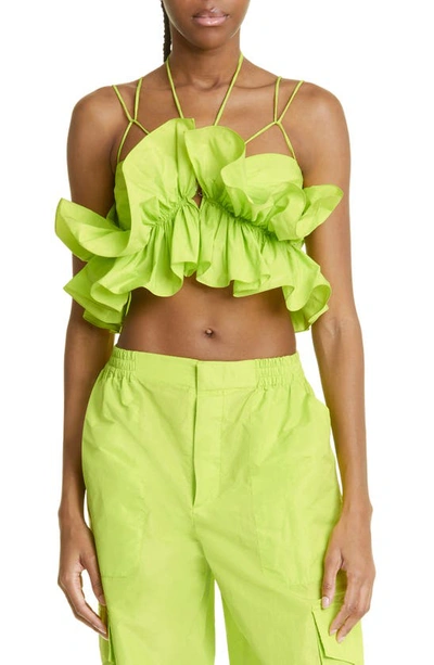 Shop Aknvas Jordyn Ruffle Crop Top In Acid